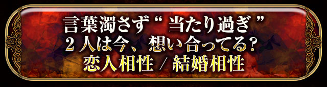 言葉濁さず“当たり過ぎ”
2人は今、想い合ってる？
恋人相性/結婚相性